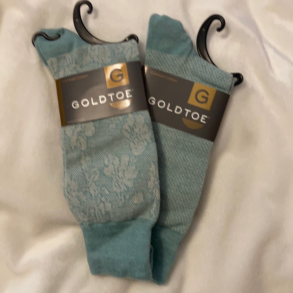 Nwt Gold Toe aqua socks sz 10-13